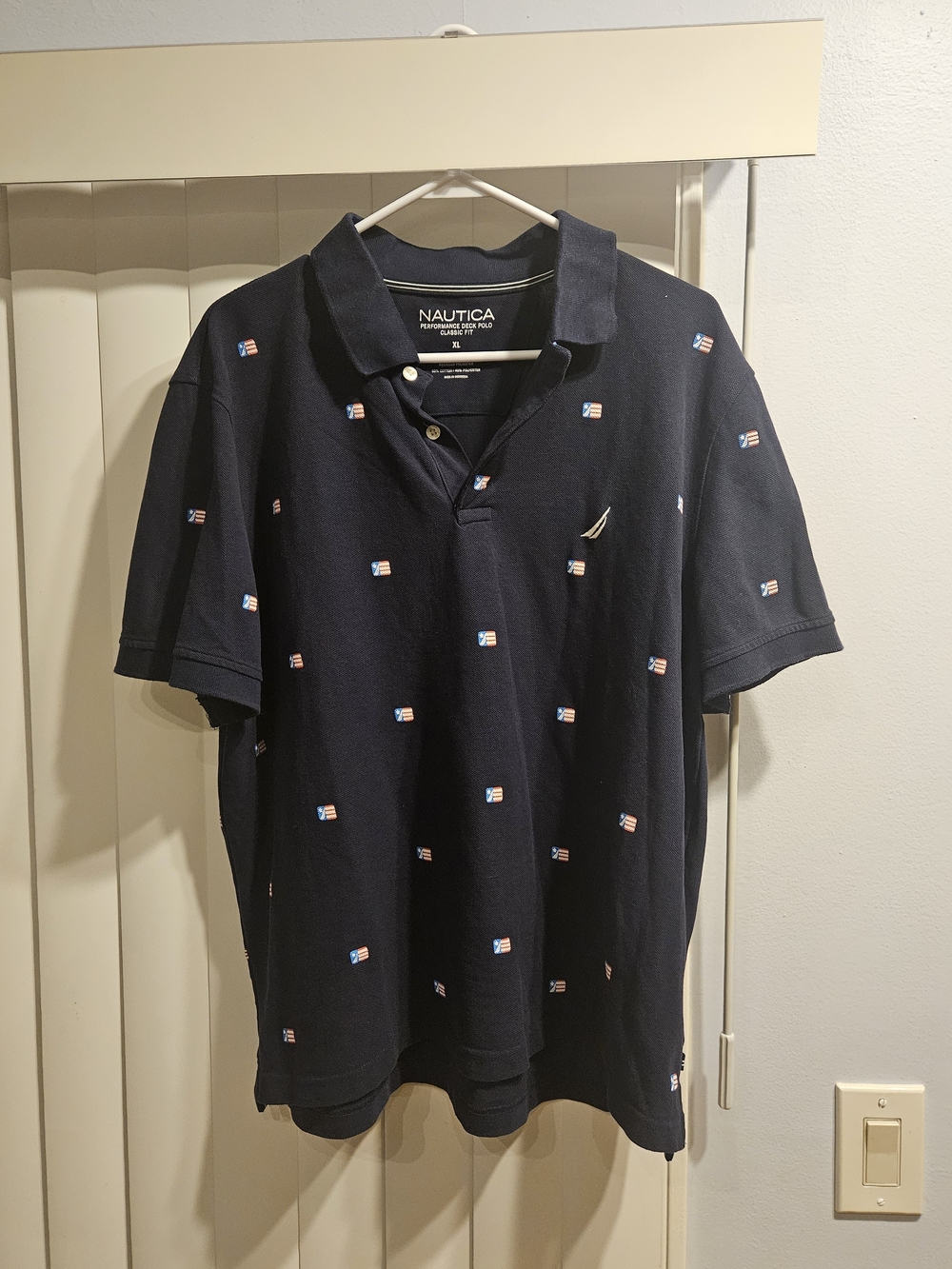 Nautica Men’s Navy Embroidered Flag Polo